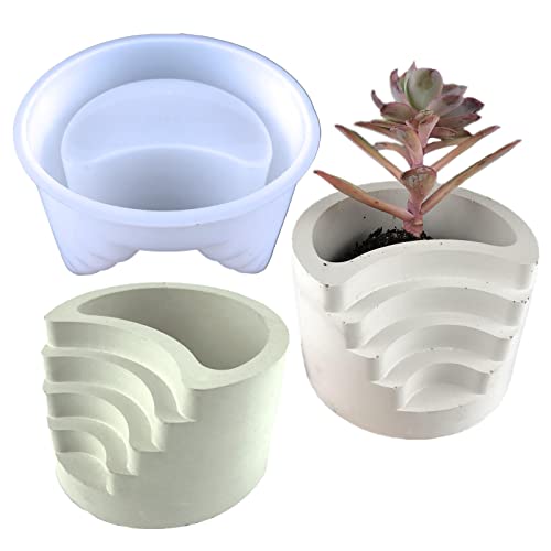 Round Staircase Plaster Flower Pot Silicone Mold Succulent Planter Vase Cactus Concrete Mold Cement Clay Mold Epoxy Resin Pen Holder Storage Box Mould #TOP22