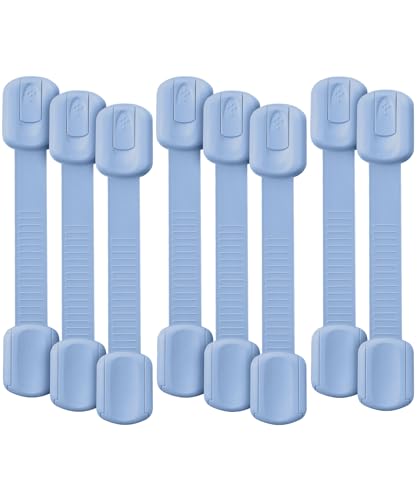 Image of Bates- Child Safety Strap Locks, 8 Pack, Baby Blue, Child Locks for Cabinets and Drawers