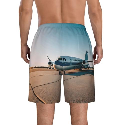 Airplane Print Mens Casual Shorts Drawstring Summer Beach Stretch Shorts Novelty Swimtrunks3