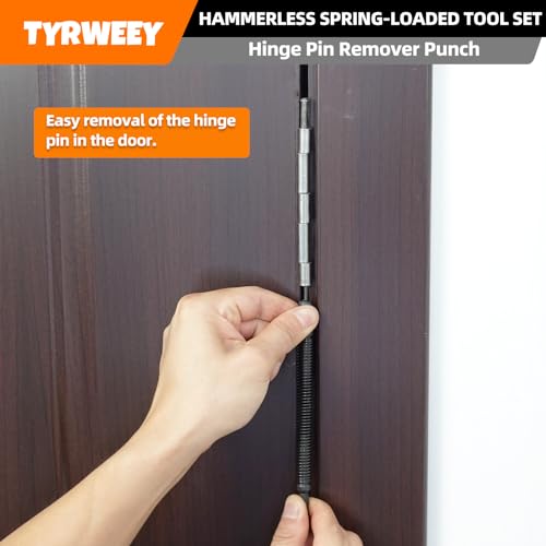 TYRWEEY 5-Piece Nail Setter Dual Head Nail Set & Dual Head Center Punch & Hinge Pin Remover Punch Set, Nail Setter Features 1/8-in, 3/16-in, 1/16-in, 1/32-in & Trim Nail Punch with Retaining Clip