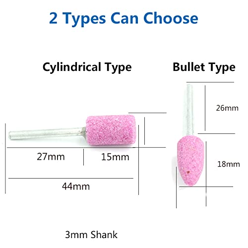 20 Stück Schleifstein-Set, 5 mm Zylinder-Schleifkopf-Drehwerkzeug-Set mit 3 mm Schaft für Holz, Metall und Kunststoff