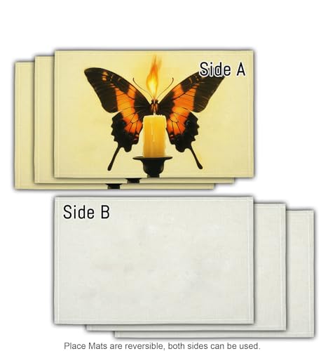 Set de 8 sets de table papillon orange lavables 45x30 cm - 7