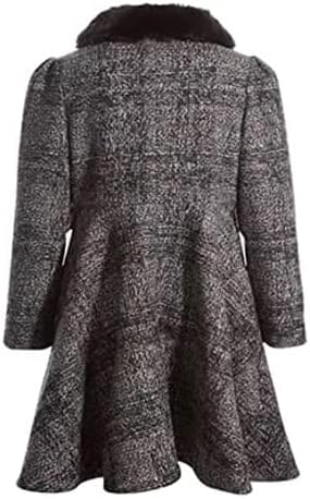Rothschild Black Sparkle Plaid Coat w/Removable Faux Fur Collar 4/5