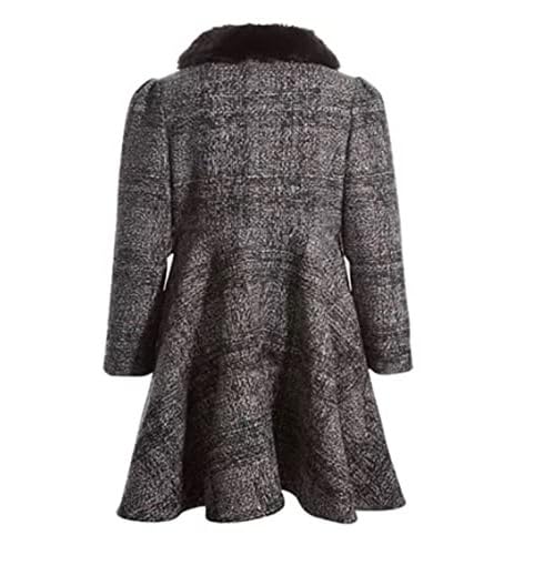 Rothschild Black Sparkle Plaid Coat w/Removable Faux Fur Collar 4/53