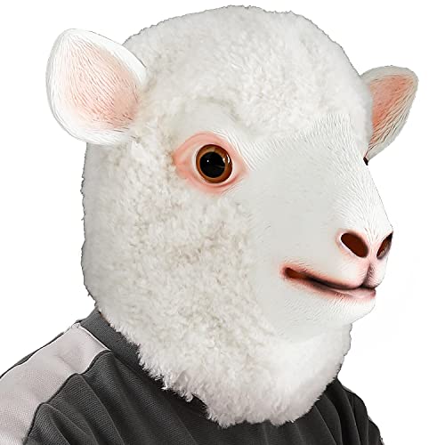 AQKILO Sheep Mask, Halloween Carnival Masquerade Party and Carnival Parade Animal Costumes, Latex Head Mask