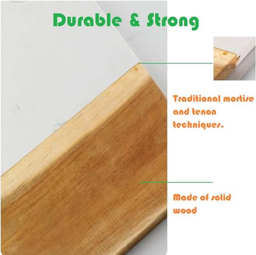 Tabla de cortar rectangular de mármol y madera natural miniatura 7