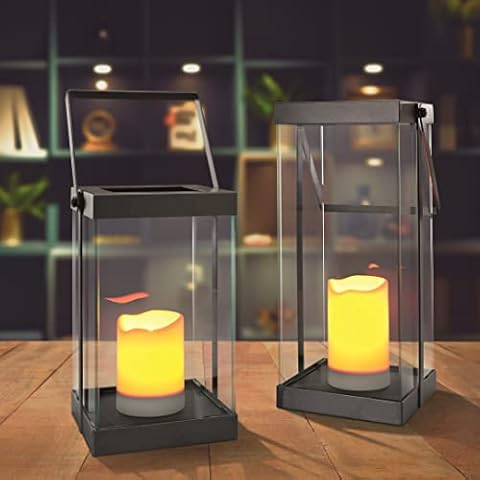 LED Design Laternen 2er Set "Garda" aus Metall/Glas Cover