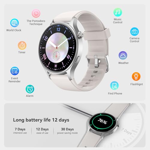 Image of Fitpolo Smart Watch for Men Women,1.3 inch AMOLED Touchscreen Fitness Tracker, Make /Answer Calls, Heart Rate SpO2 Monitor, 3ATM Waterproof, Sleep & Activity Tracking Smartwatch for Android Phones iPhone