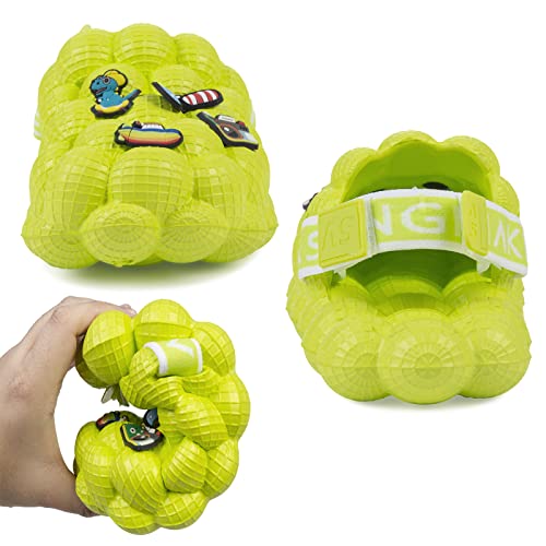 Bubble Slides for Kids,Golf Ball Slides Girls Sandals,Toddler Diy Unicorn Rainbow Charms Massage Slippers Adjustable Elastic Band Kids Sandals for Indoor Outdoor Non-Slip Thick Sole Shower Shoes3