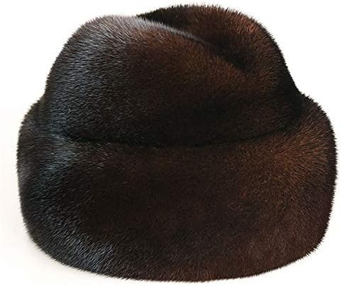 DELORESDKX Mink Fur Hat, Men's Russian Trapper Cossack Winter Warm Hat Ski Cap