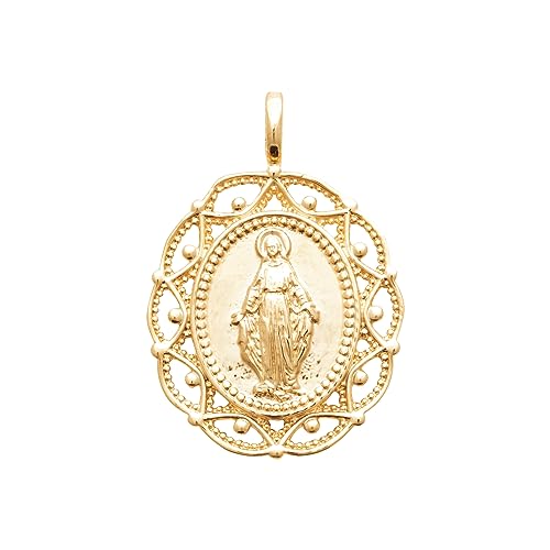 Pendentif Vierge Marie anti-ternissement en plaqué or 18 carats