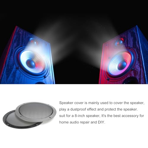Cubierta antipolvo para rejilla de altavoz de 8 pulgadas con marco circular y protector de metal 4