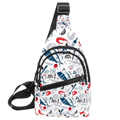 Bolsa de pecho para hombre y mujer ideal para paseos urbanos con diseño de peces