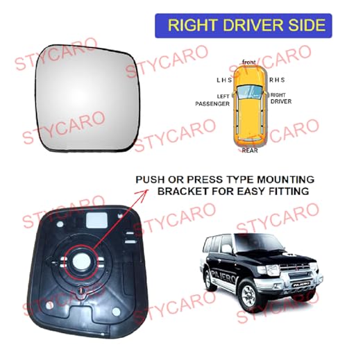Image of ORVM Side View Mirror Glass Plate compatible with Mitsubhishi Pajero SFX 2nd GEN 2002-2012 Model (RIGHT DRIVER SIDE)