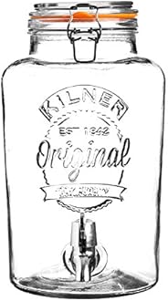 Kilner 8 Litre Glass Storage Jar with Dispensing Tap Airtight Clip Top Design for Serving Beverages, Cocktails, and Infused Drinks Ideal for Parties & Buffets