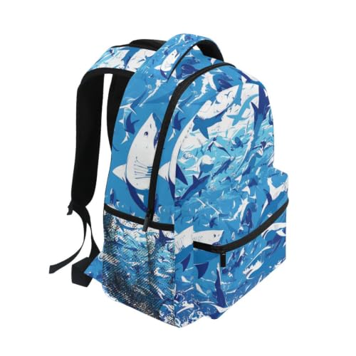 Sac à dos école requins bleus grand volume avec dos matelassé ergonomique - 2