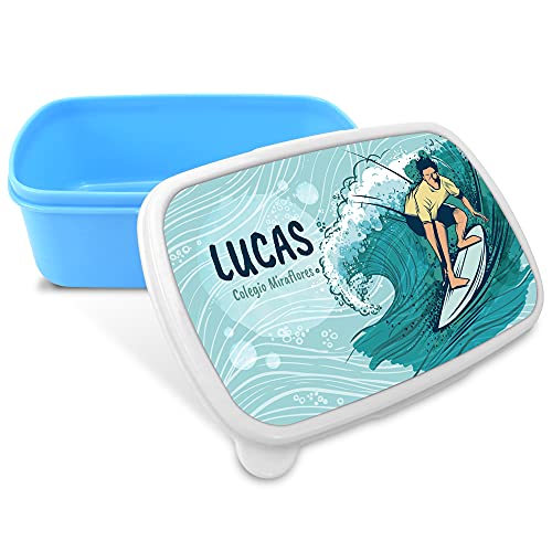 LolaPix Fiambrera Personalizada Infantil. Caja Merienda. Caja Almuerzo Infantil. Tuper Niño Colegio. Taper Niños Colegio Personalizado. Taper niña niño. COLOR A ELEGIR. Surf