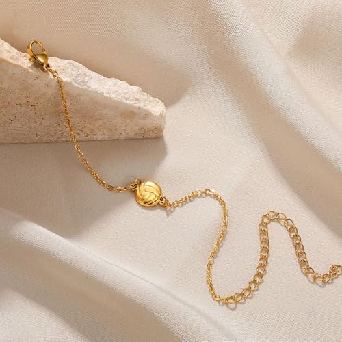 Gold Soccer Volleyball Bracelet for Women Men Sports Ball Bracelet Sport Theme Jewelry Gift for Team Athlete Coach Volleyball Football Lovers4