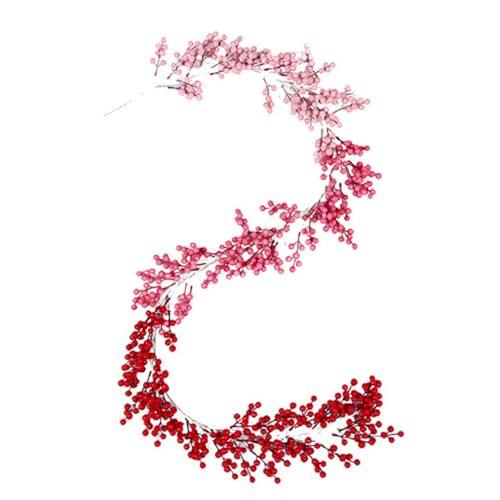 Ghirlanda di Bacche Rosse - Pieghevole Regolabile,Ghirlanda di Bacche Invernale per la Mensola - per Esterni Verande Caminetti Porta d'Ingresso Soggiorno Caminetto Parete Giardino Mensola