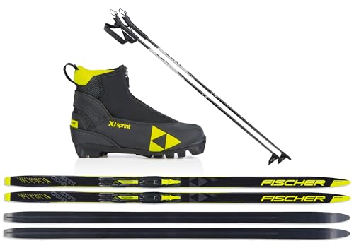 Fischer Kinder Langlaufski-Set Sprint Crown - Ski + Bindung + Schuhe + Stöcke (Skilänge 120cm (ca. 27-32kg Körpergewicht))