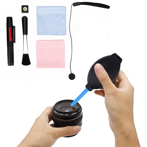 Tiiyee Kit de Limpieza Lentes, Herramientas Profesionales Viaje Accesorio Fotografía Limpiezas Lente Cámara 7 en 1 Herramienta Profunda con Limpiador Pantalla para Cámaras Réflex Digitales