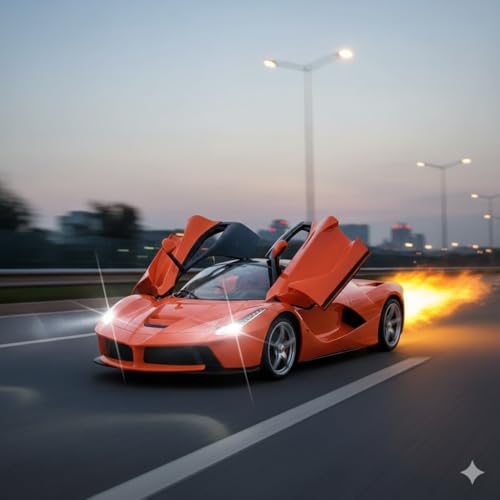 Image of SUPER TOY Open Door Remote Control Car for Boys 3-14 Years with Spray Booster Sports Model RC Car Rechargeable Toy for Kids with Charging Cable Birthday Gifts, Red