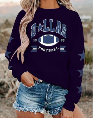 FAYALEQ Football Sweatshirts for Women Game Day Long Sleeve Shirts Football Graphic Pullover Sweatshirt Crewneck Casual Tops2