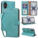 JHWVVTF RFID Blocking for iPhone 17 Wallet Case, 4 Card Slots Holder, Wrist Strap, Soft PU Leather, Shockproof Protective, Phone Stand, Flip Cases, Magnetic Closure, Folio Cover (Green)