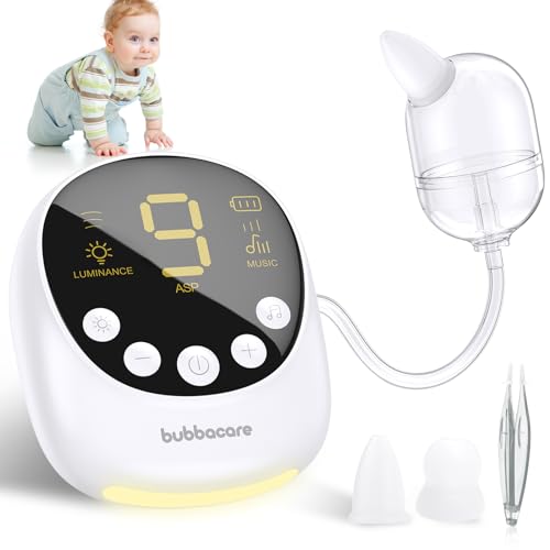 Nasensauger Baby, Nasensauger Baby Staubsauger, Elektrischer Nasensauger Baby, 9 Saugstufen und 2 Silikonspitzen, Nasensauger Baby Elektrisch für Neugeborene und Kleinkinder mit Musik und LED-Licht