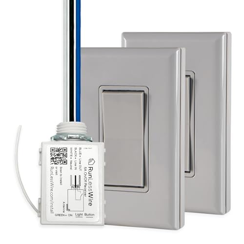 Image of RunLessWire 3-Way Battery-Free Wireless Light Switch Kit - Gray