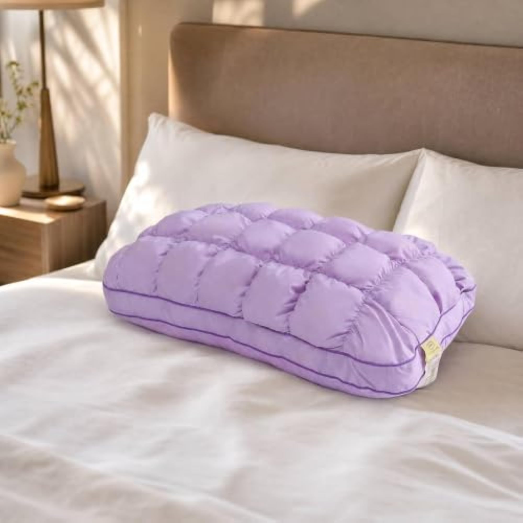 Quilted Pillow Medium Support, Polyester Fiber, Gray