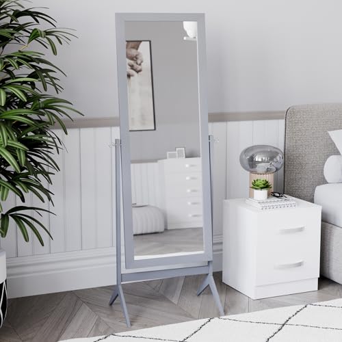 Nishano Miroir rectangulaire sur Pied en Bois pivotant Gris