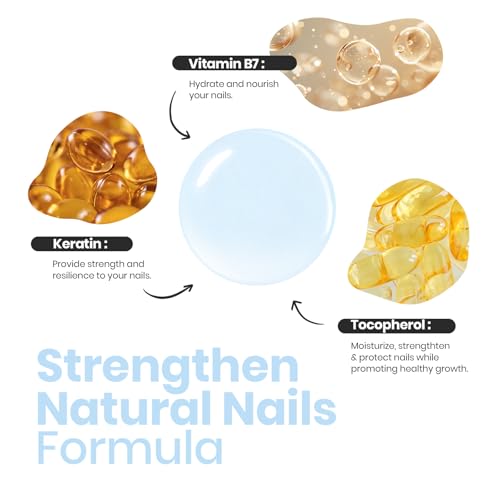 Image of Beetles Nail Strengthener, Oceanic Blue Nail Concealer Air Dry Natural | Nail Strengthener and Growth for Damaged Thin Nails Weak Nails Fingernail Strengthening Women Gift 0.51 FL OZ