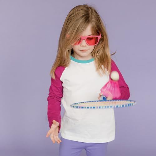 Mightly Boys and Girls' Long Sleeve Raglan Shirt | Organic Cotton, Colorful Casual Stylish Clothes, Soft&Fresh Crew Neck Tee, Set for Toddlers & Kids, Fair Trade Certified 2-Pack, Raspberry&Teal, 62