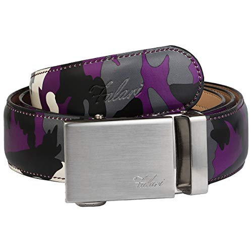 Image of Falari Men Unisex Genuine Leather Ratchet Dress and Casual Belt, Automatic Sliding Buckle, Trim to Fit