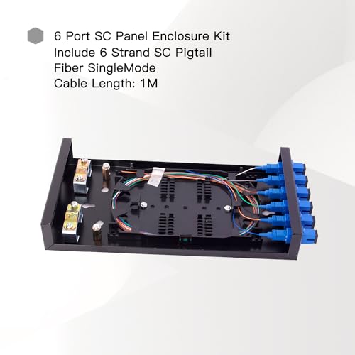 Image of SC SM 6Port Box +Cables Wall Mount Fiber Enclosure with Splicing Module and Loaded 6 Port SC-UPC Singlemode LGX Panel