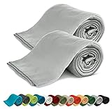 KiGATEX Fleecedecken 2er-Pack 130x160 cm – Weiche Kuscheldecken aus Polar Fleece – Oeko-TEX® Zertifiziert und leicht zu pflegen – Für Sofa, Bett, Garten und Haustiere – Silber
