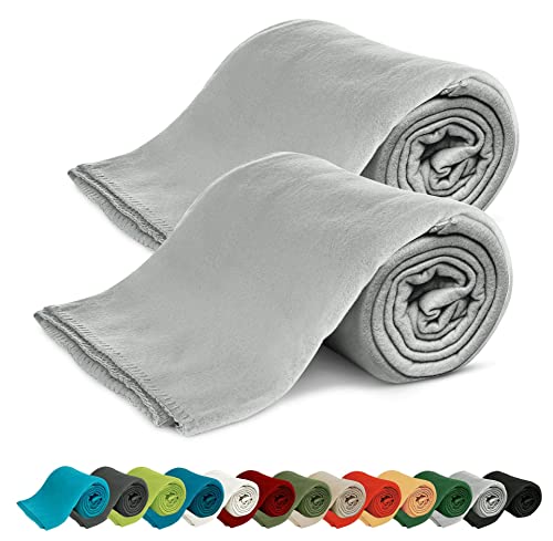 KiGATEX Fleecedecken 2er-Pack 130x160 cm – Weiche Kuscheldecken aus Polar Fleece – Oeko-TEX® Zertifiziert & pflegeleicht – Für Sofa, Bett, Garten & Haustiere – Silber