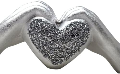 Amazing Gift SILVER HEART IN HANDS SPARKLE BLING ORNAMENT CRUSHED DIAMOND LOVELY DISPLAY STATUE DECOR HANDICRAFT ORNAMENT WEDDING ANNIVERSARY FOR PRESENT