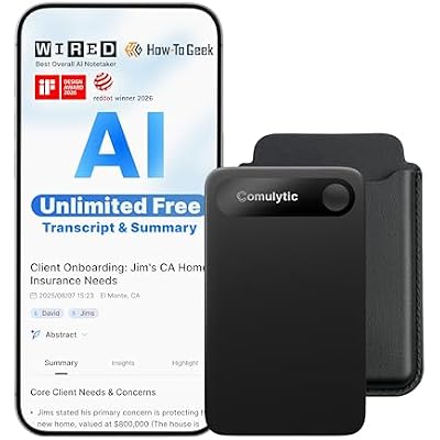 Comulytic Note Pro AI Voice Recorder, Unlimited Transcribe & Summarize, AI Note Taking Recording Device w/Case, App Control, 113 Languages for Calls, Meetings, Lectures, Interviews, Black