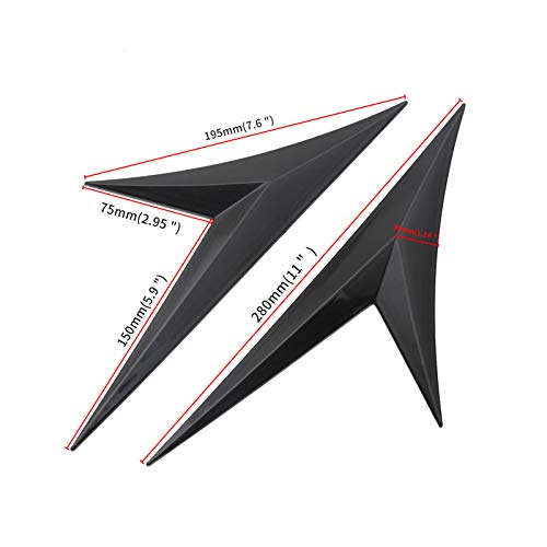 Btuty Lábio da asa lateral do spoiler para carro 2 peças em formato de folha de fibra de carbono pre
