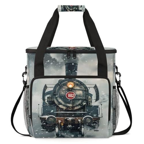 Adornori Steam Train Travel Coffee Maker Carrying Bag, Large Organizer Storage Tote Bag Insulated Reusable Cooler Grocery Bags