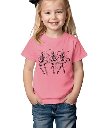 Toddler Halloween T-Shirt Baby Girls Dancing Skeleton Shirt Funny Dance Posture Graphic Tee Tops Kids