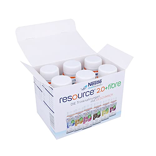 resource® 2.0+fibre ist eine hochkalorische Trinknahrung mit hochwertigem Milcheiweiß und löslichen Ballaststoffen | Glutenfrei & Lactosearm | Probe-Set, 6 Sorten mit je 200 ml