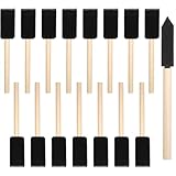 BOHUIZ 16 Stück Schwammpinsel Set, 1 Zoll Schaumstoff Pinsel Malschwämmchen Holzgriff Schwammpinsel zum Malen für Kinder und Erwachsene zum Malen Farbauftragen DIY Bastelprojekte