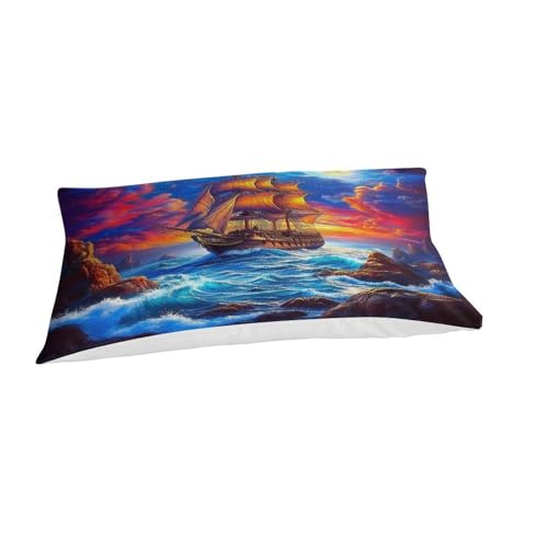Housse de couette navire imprimée 3D microfibre lit simple ado avec fermeture éclair - 2