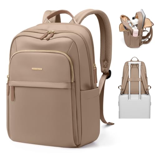 GOLF QUALITY Mochila de viaje de 22 litros para mujeres y hombres, Bolsa de transporte para aviones, artículo personal, mochila para laptop, 17.3 pulgadas, Apricot