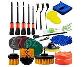 Vmingo Kit de Cepillo para Detallar Cuidado Auto Coche SUV Lavado Limpieza Profesional Interior Exterior Encerado | 27...