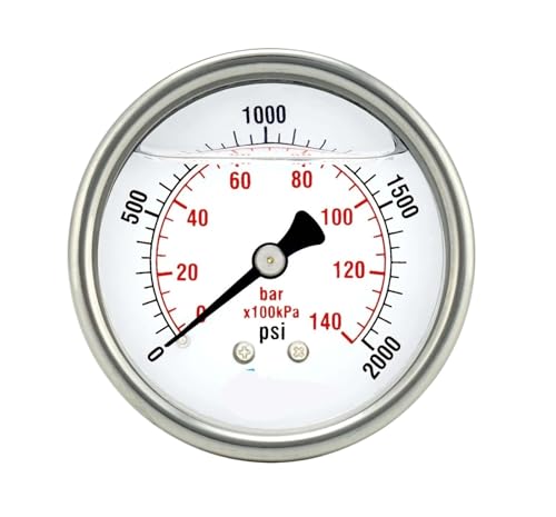Manomètre 2 pouces glycérine contre vibrations boîtier inox raccord arrière