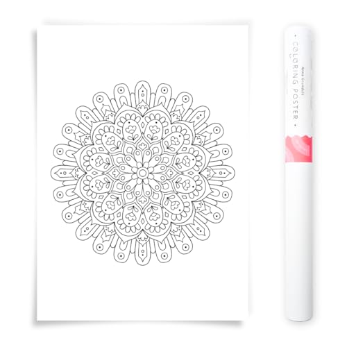 Poster de coloriage mandala fleur géant pour décorer un salon moderne DIY